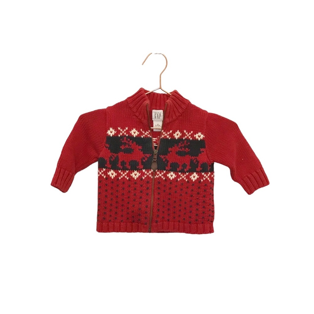 Baby Gap fair isle zip front sweater jacket size 18-24 months